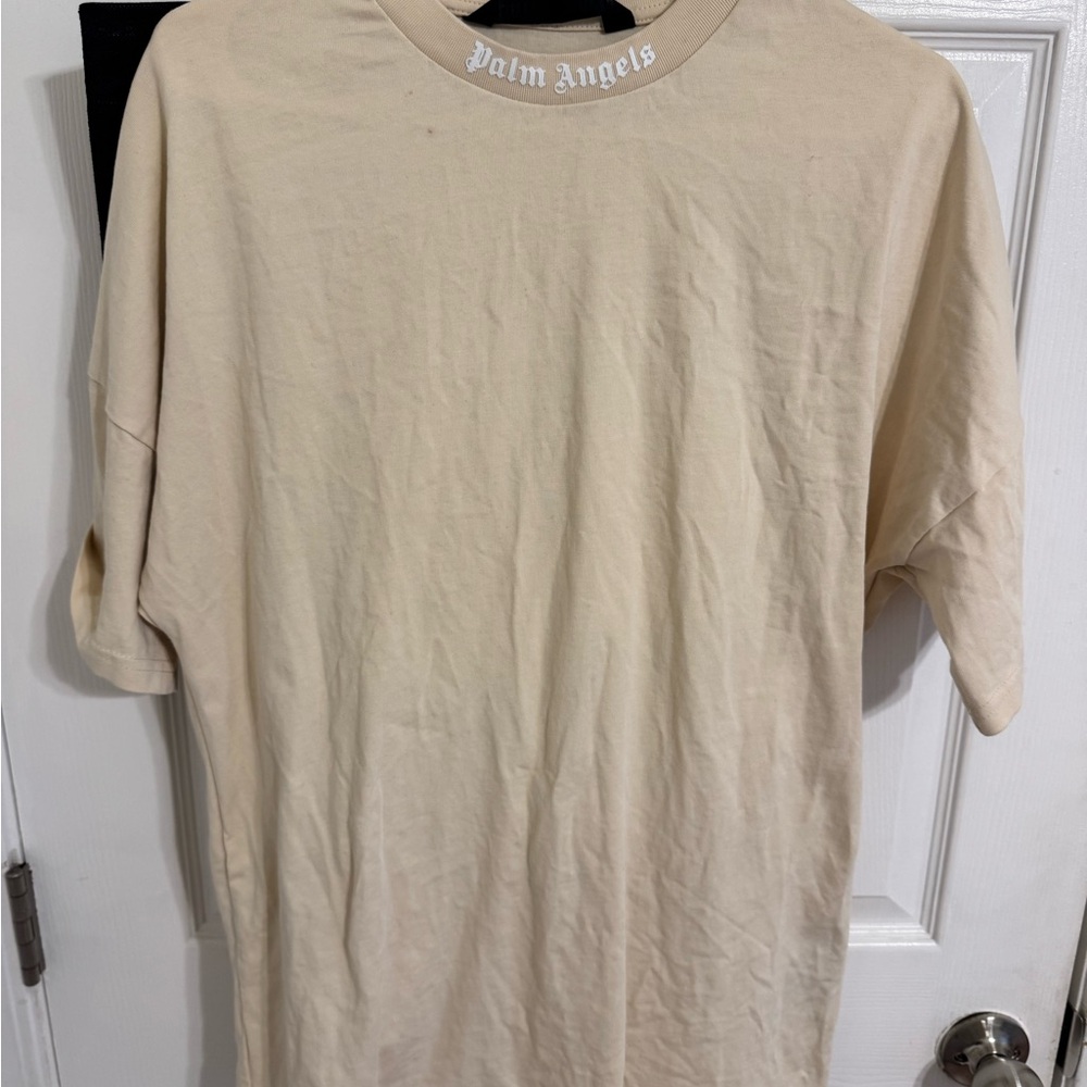 Palm Angels Beige Short Sleeve Tee